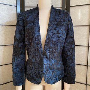 Coldwater Creek Blue Tapestry Short Jacket - Petite Medium
